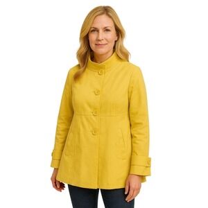 Talbots Anorak Trench Swing Yellow Cotton Blend Lined Jacket Size 10